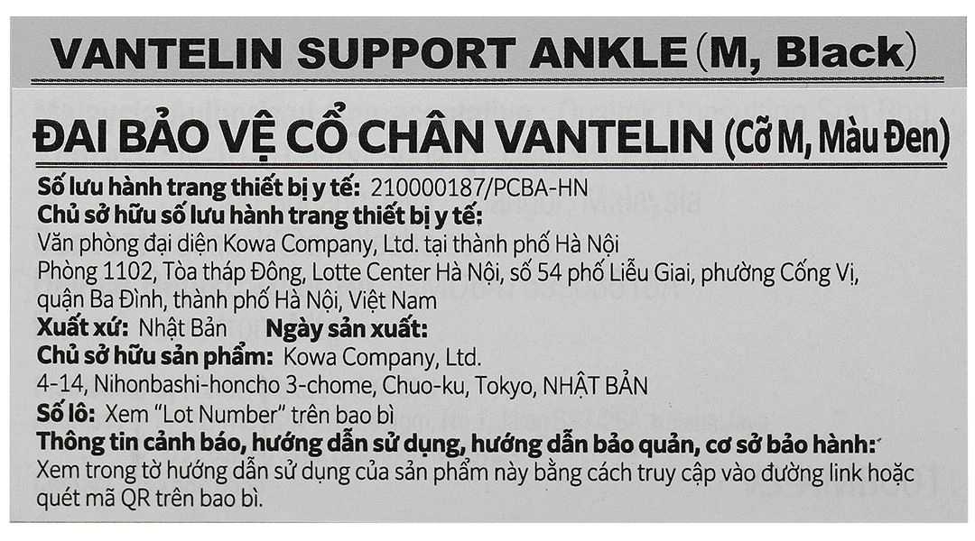 Đai bảo vệ cổ chân Vantelin Ankle Support size S - 30