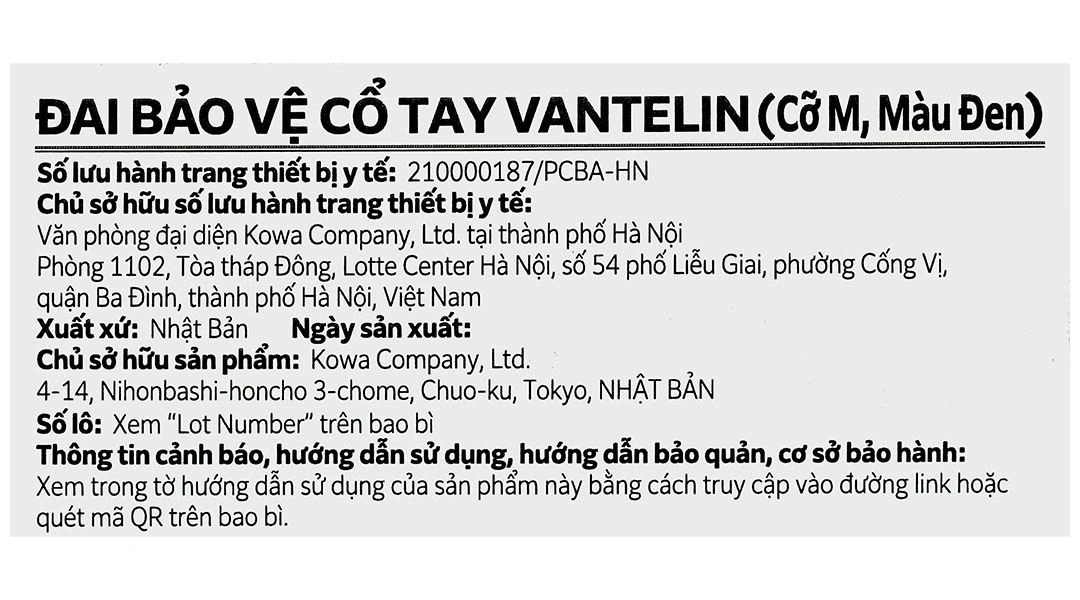 Đai bảo vệ cổ tay Vantelin Wrist Support size L - 33