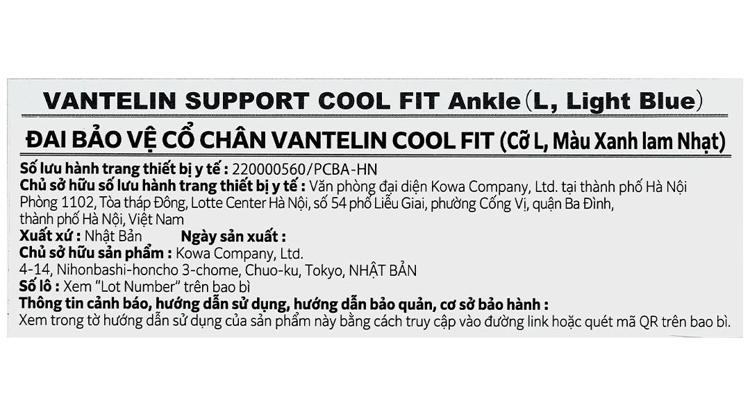 Đai mắt cá chân Vantelin Cool Fit Ankle size L hộp 1 cái - 7