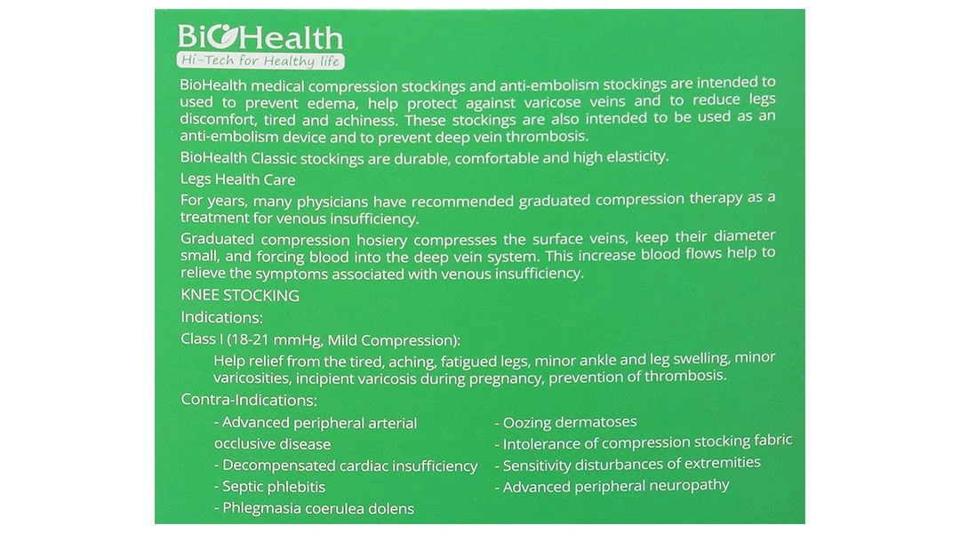 Vớ gối y khoa Biohealth Compression I AD size M - 45