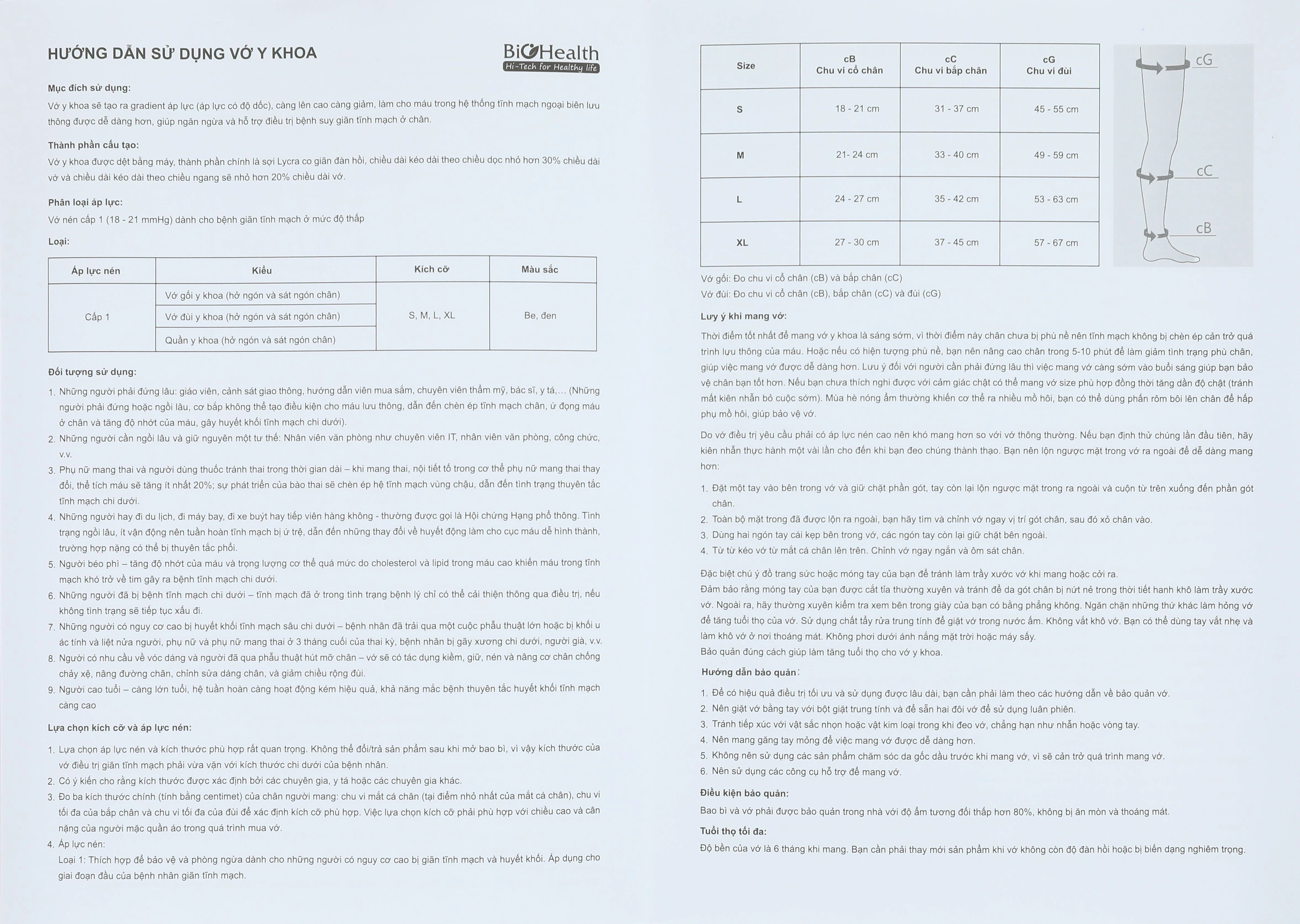 Vớ gối y khoa Biohealth Compression I AD size M - 53
