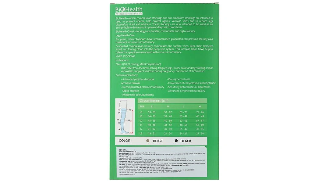Vớ gối y khoa Biohealth Compression I AD size M - 2