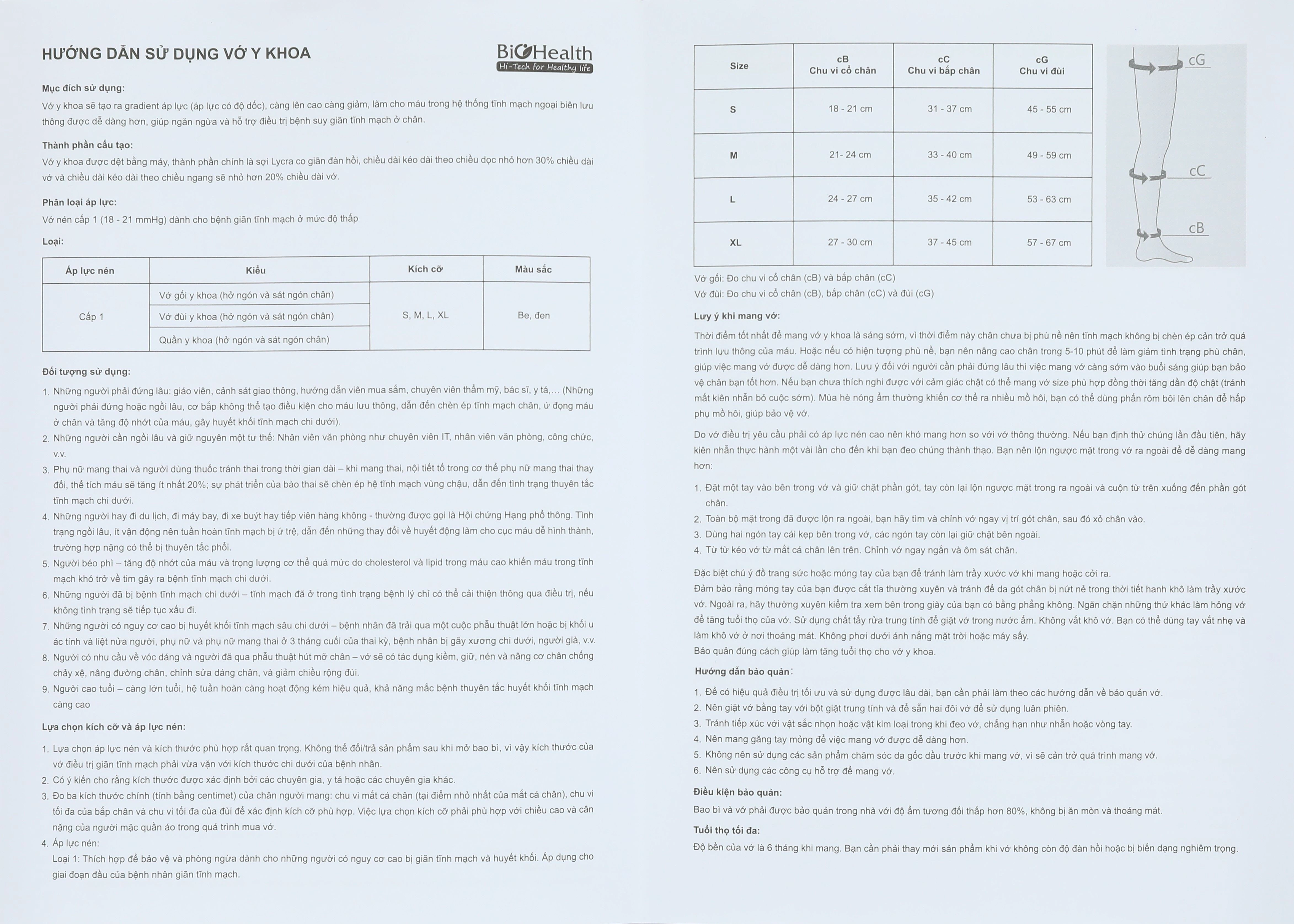 Vớ gối y khoa Biohealth Compression I AD size M - 71