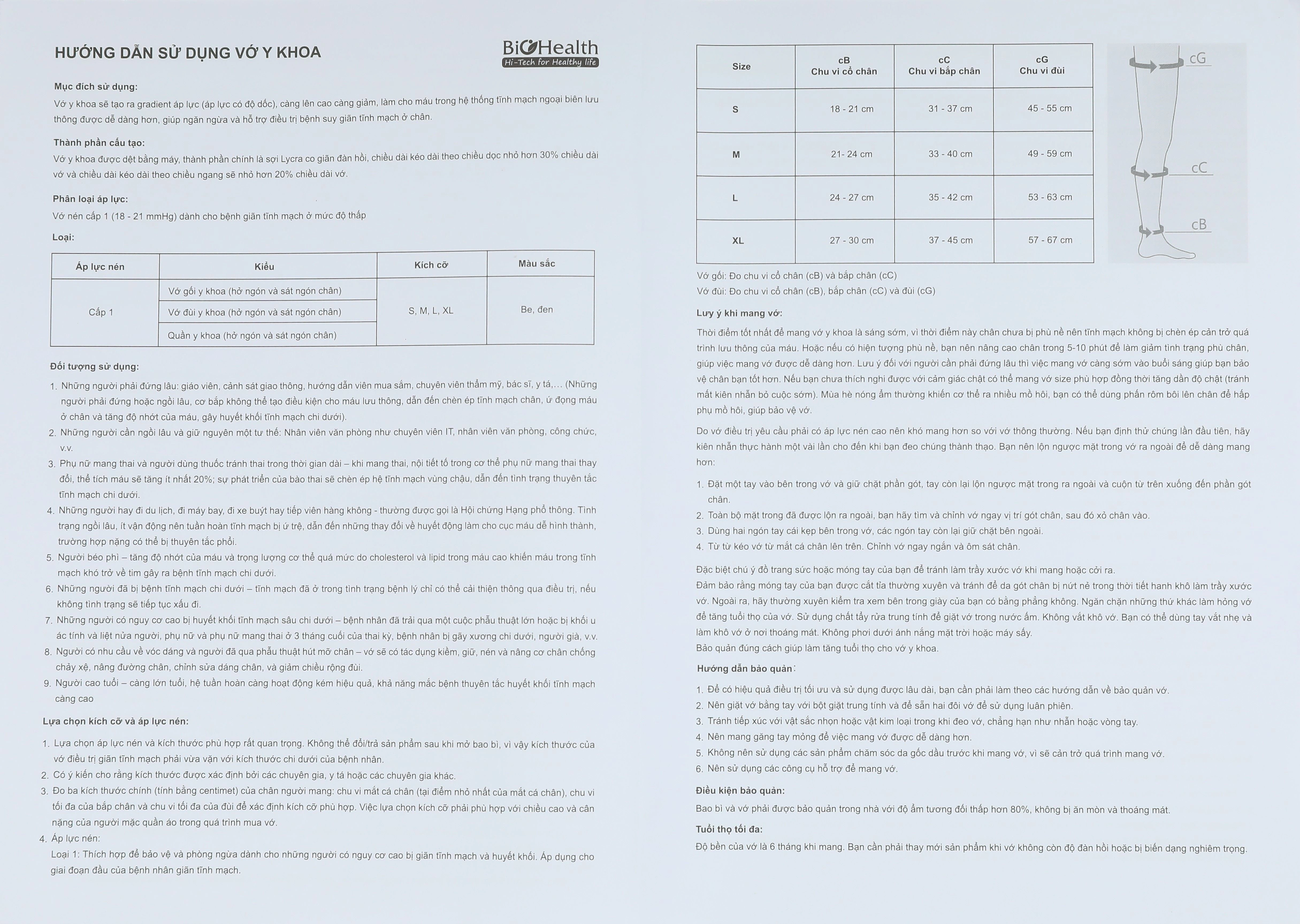 Vớ đùi y khoa Biohealth Compression I AG size M - 35