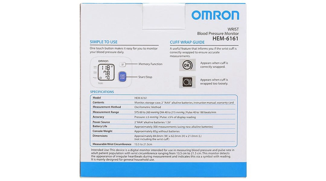 Máy đo huyết áp cổ tay Omron Hem-6161 - 7