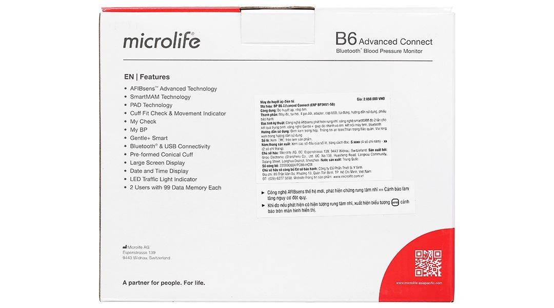 Máy đo huyết áp bắp tay Microlife B6 Advanced Connect - 9
