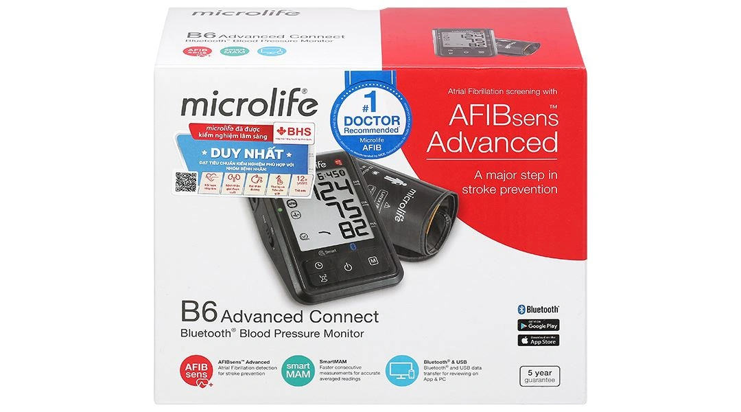 Máy đo huyết áp bắp tay Microlife B6 Advanced Connect - 8