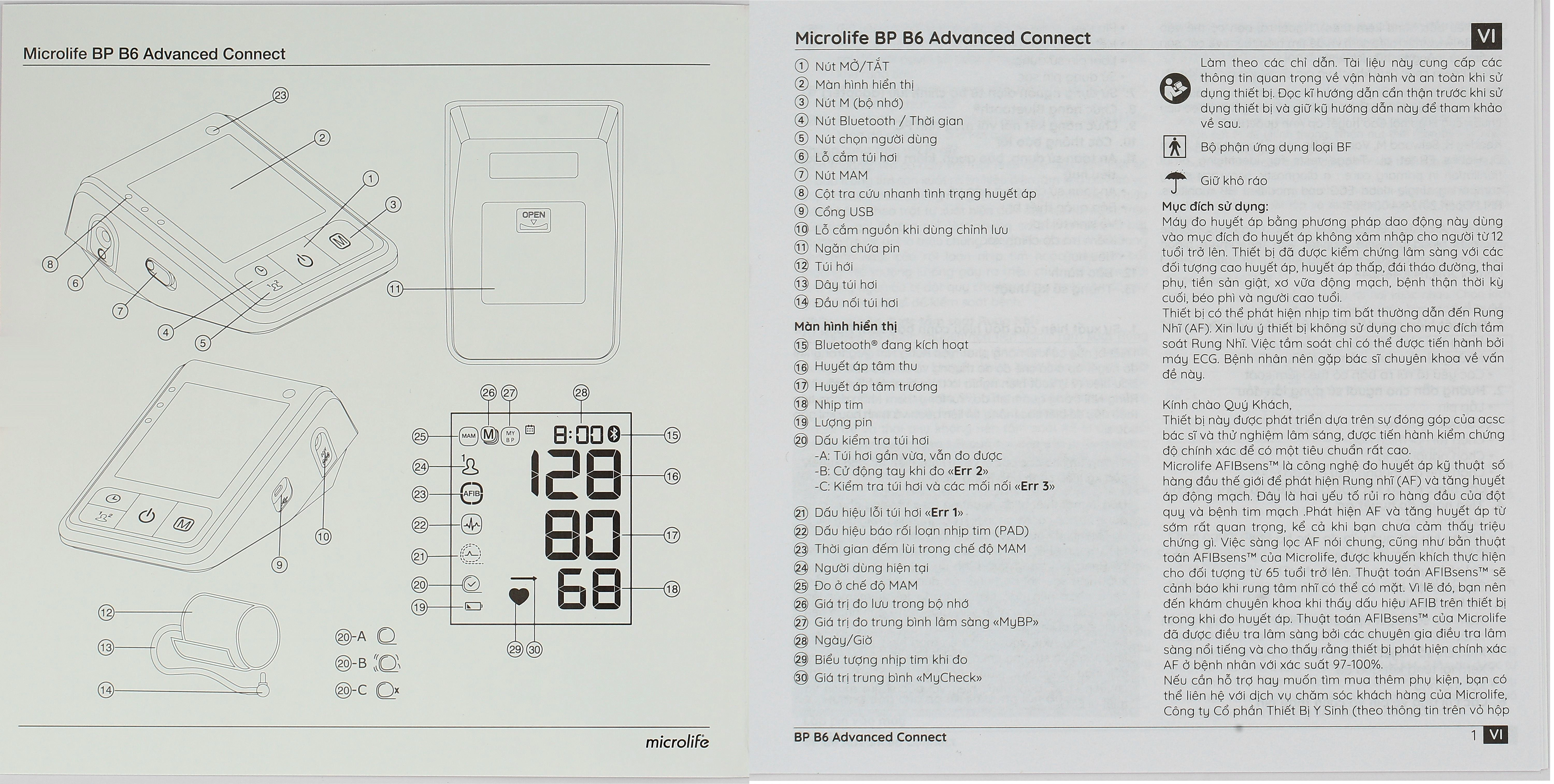Máy đo huyết áp bắp tay Microlife B6 Advanced Connect - 16