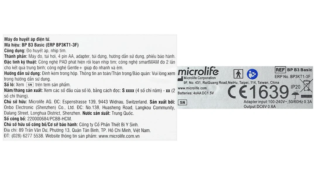 Máy đo huyết áp bắp tay Microlife B3 Basic - 14