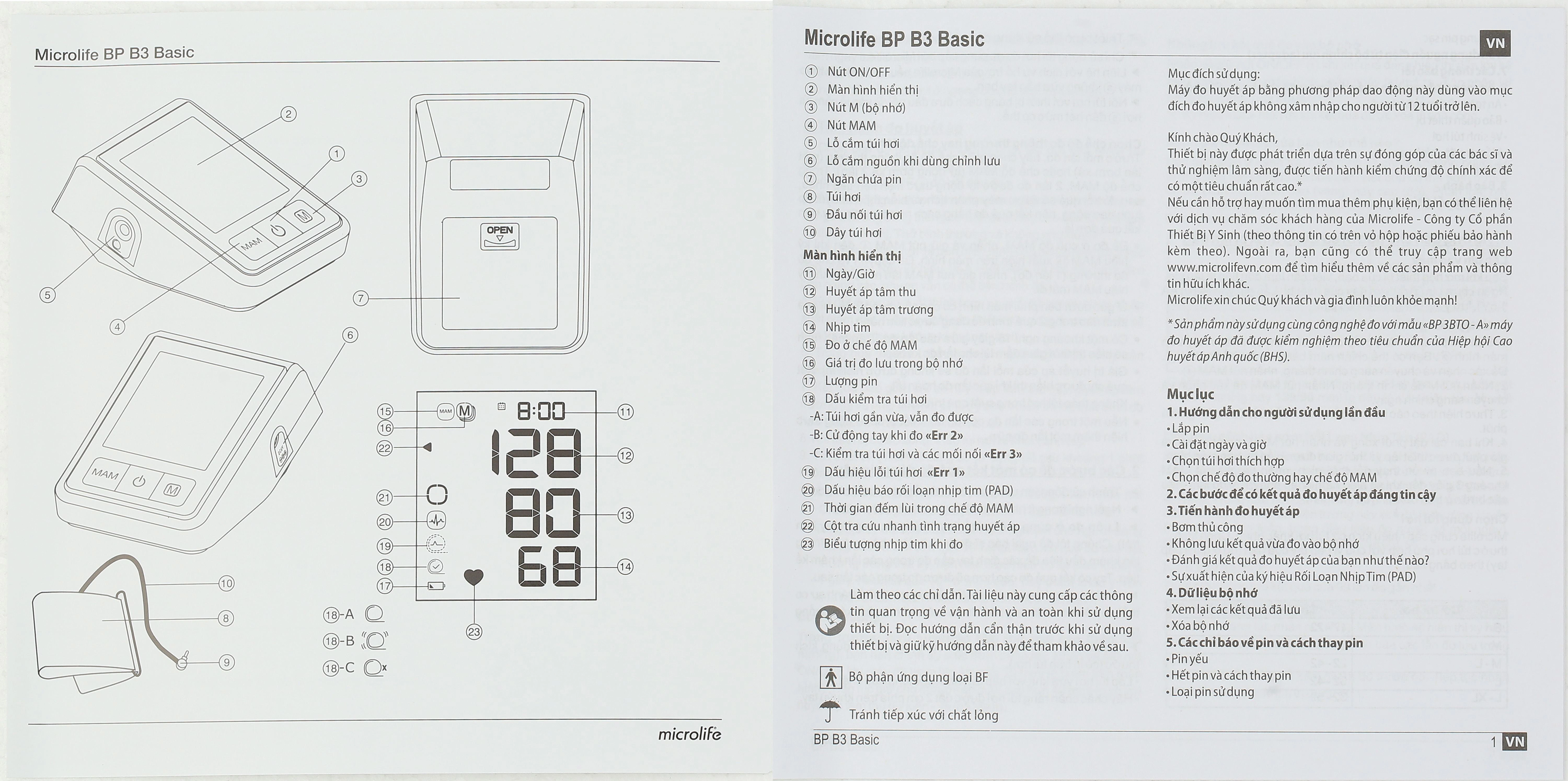 Máy đo huyết áp bắp tay Microlife B3 Basic - 16