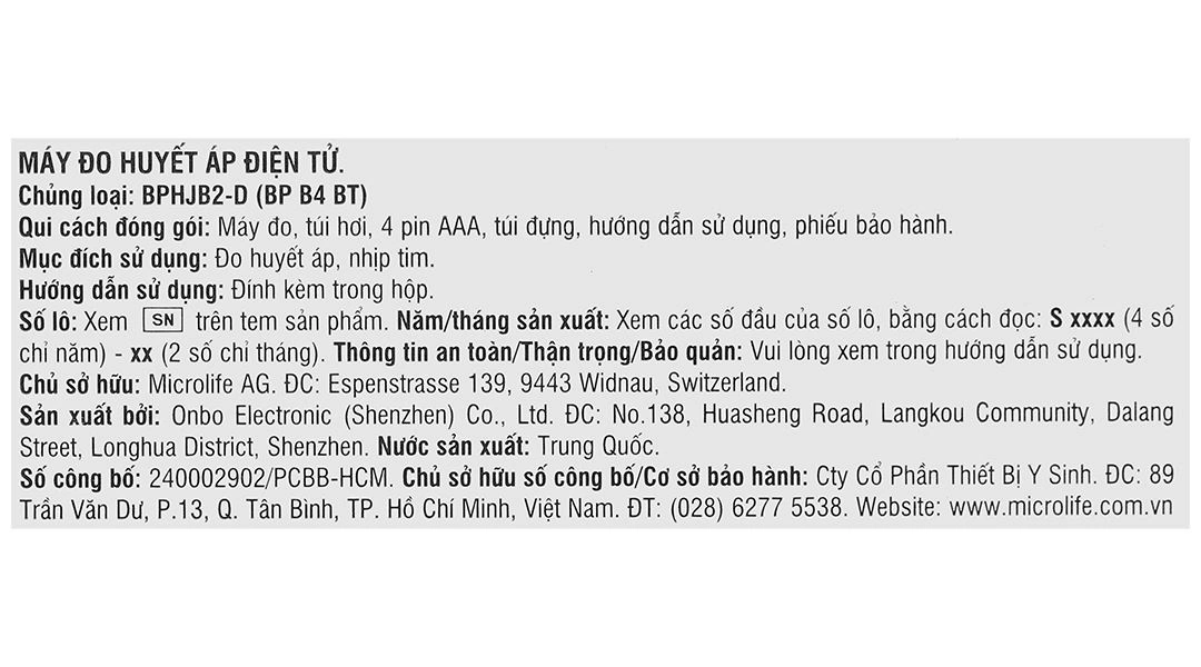 Máy đo huyết áp bắp tay Microlife B4 BT - 14