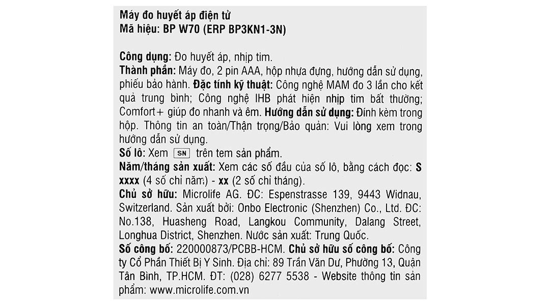 Máy đo huyết áp cổ tay Micorlife W70 - 12