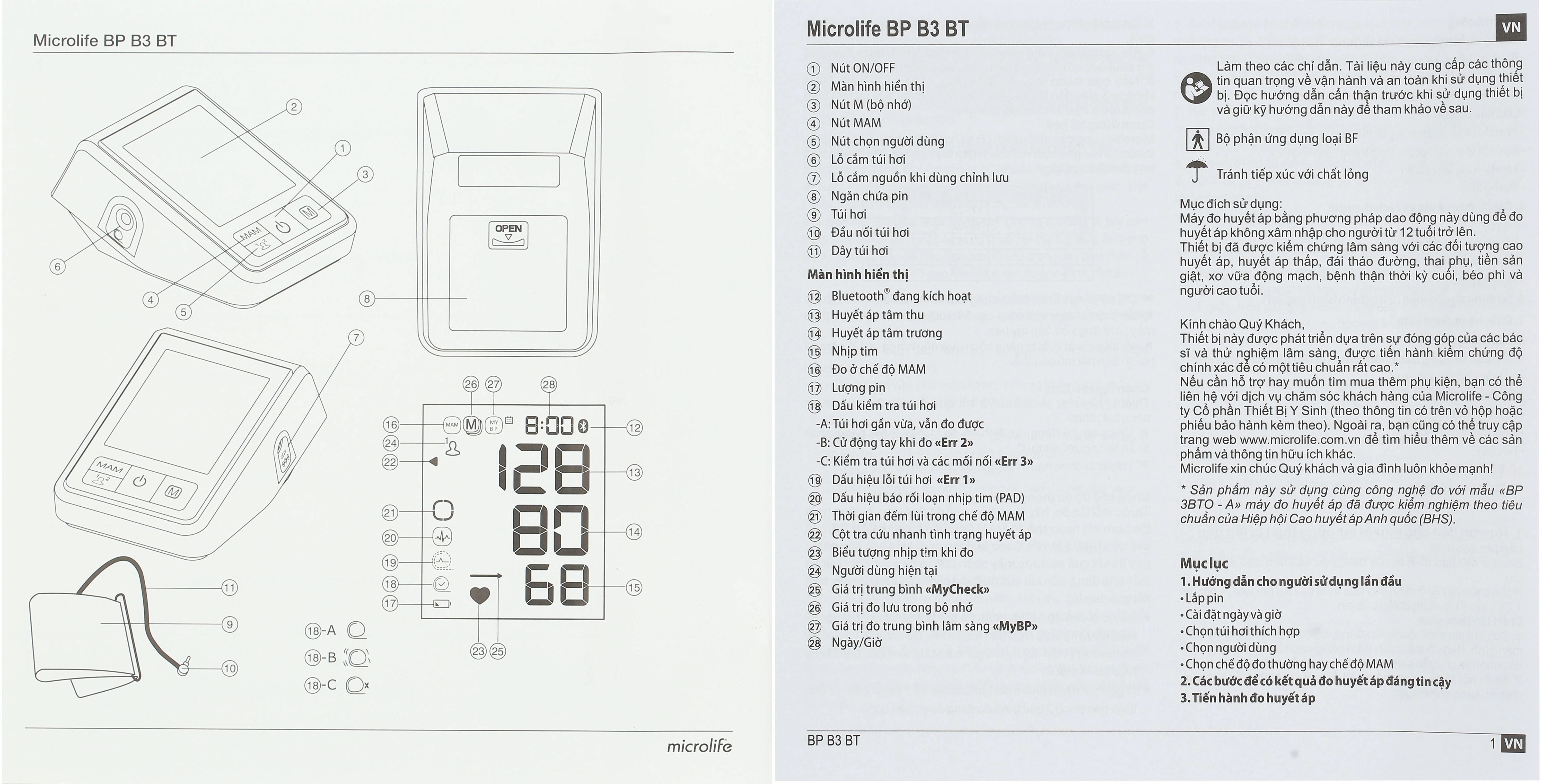 Máy đo huyết áp bắp tay Microlife B3 BT - 17