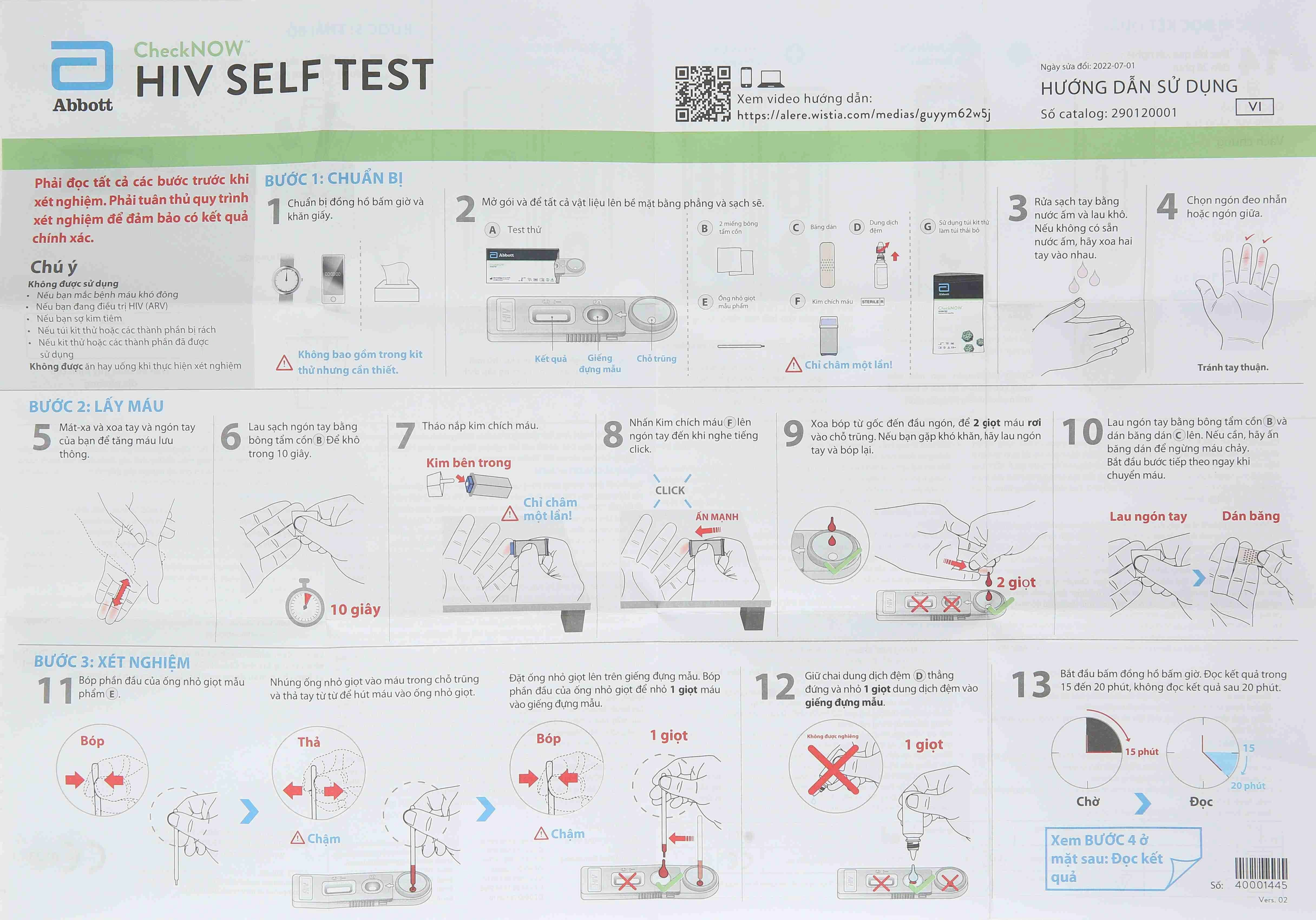 Bộ xét nghiệm HIV Abbott CheckNOW túi 1 bộ - 11