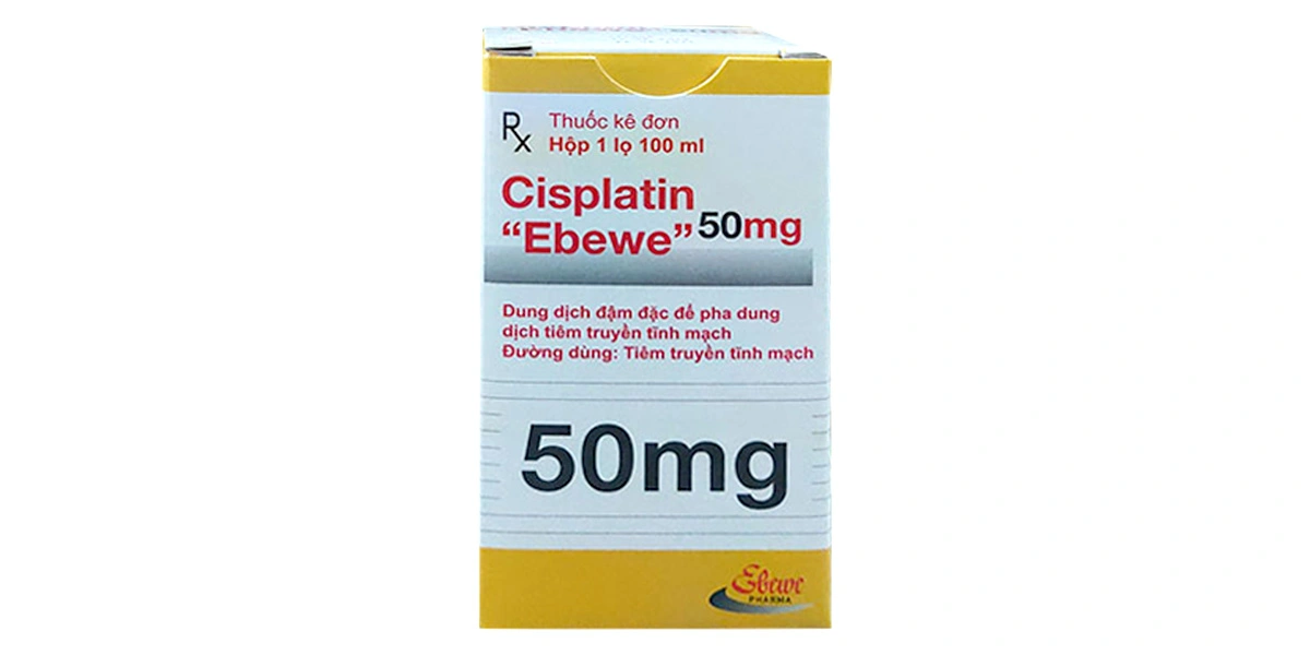Cisplatin Ebewe 50mg/100ml điều trị giảm nhẹ tạm thời ung thư phổi (1 chai x 100ml) - 