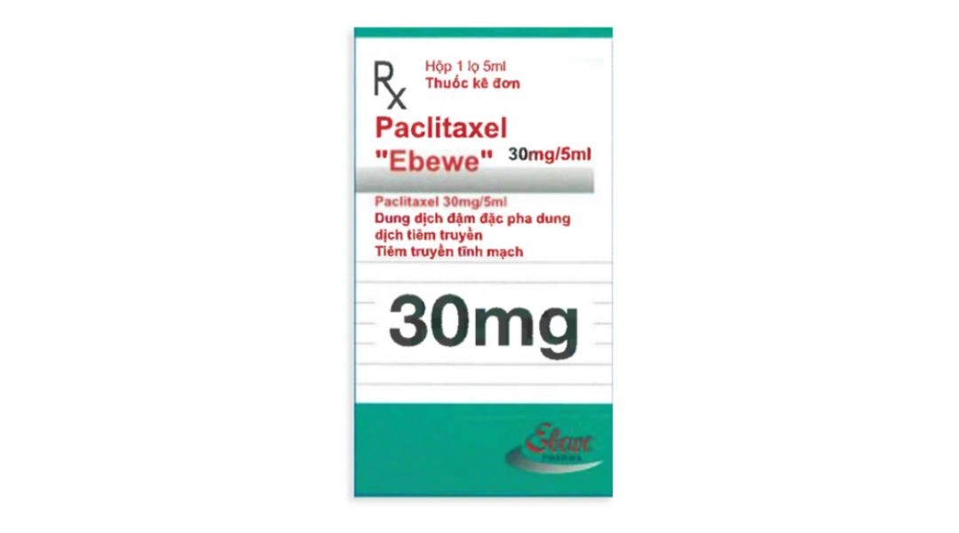 Dung dịch pha truyền Paclitaxel Ebewe 30mg/5ml điều trị ung thư biểu mô chai 5ml - 