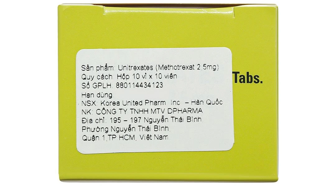 Unitrexates 2.5mg điều trị các bệnh ung thư, viêm khớp dạng thấp (10 vỉ x 10 viên) - 5