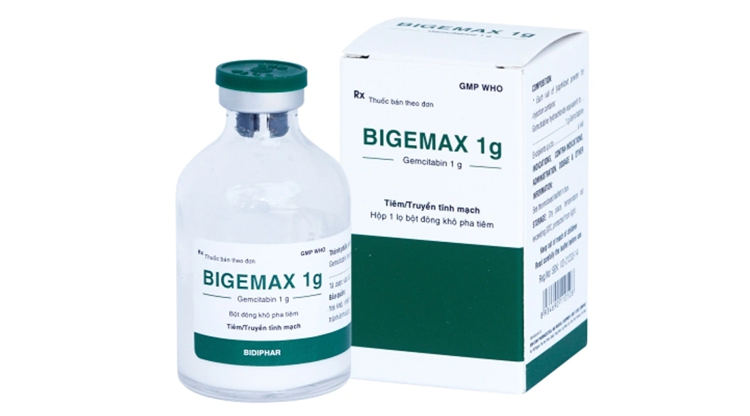 Bột pha tiêm Bigemax 1g điều trị ung thư phổi, ung thư tụy hộp 1 lọ 1g - 