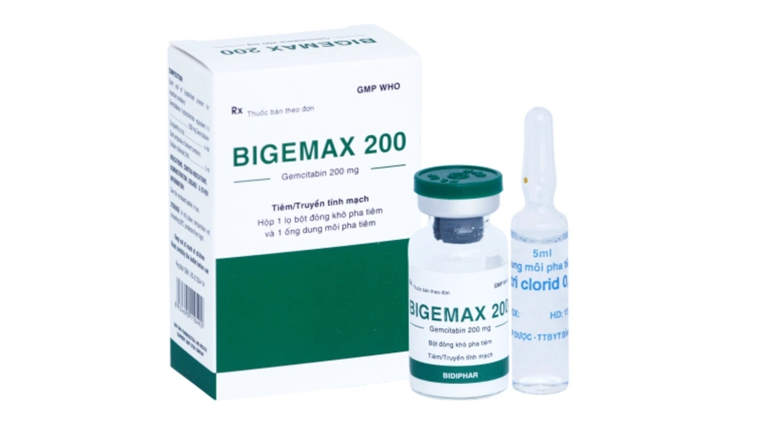 Bột pha tiêm Bigemax 200 điều trị ung thư phổi (1 lọ bột + 1 ống 5ml) - 