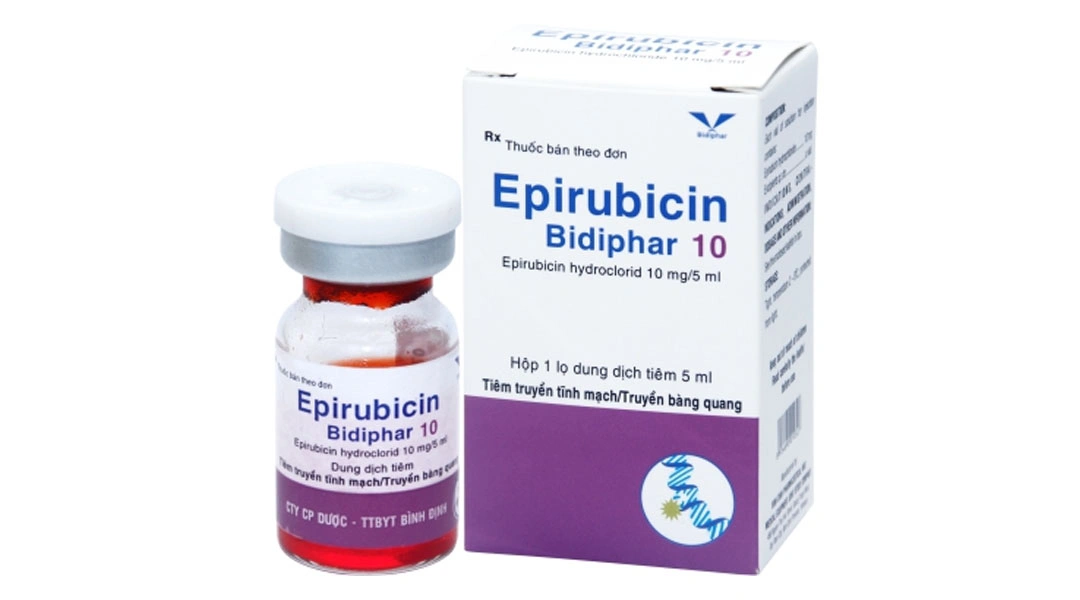 Dung dịch tiêm Epirubicin Bidiphar 10mg/5ml điều trị ung thư vú, phổi chai 5ml - 