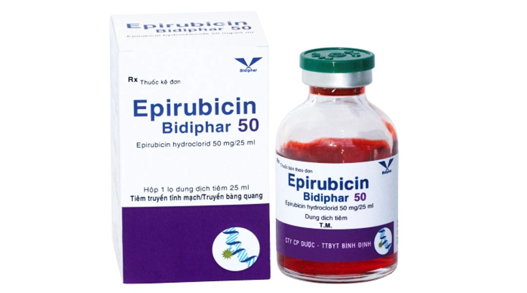 Dung dịch tiêm Epirubicin Bidiphar 50mg/25ml điều trị ung thư vú, phổi chai 25ml - 