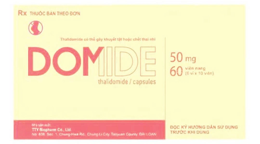 Domide 50mg điều trị đa u tủy, u phong quầng đỏ (6 vỉ x 10 viên) - 