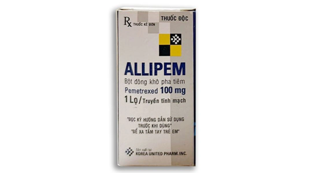 Bột pha tiêm Allipem 100mg điều trị ung thư phổi không tế bào nhỏ hộp 1 lọ 100mg - 