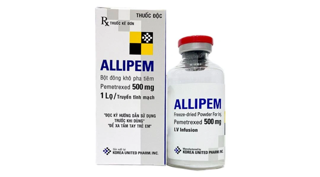 Bột pha tiêm Allipem 500mg điều trị ung thư phổi không tế bào nhỏ hộp 1 lọ 500mg - 