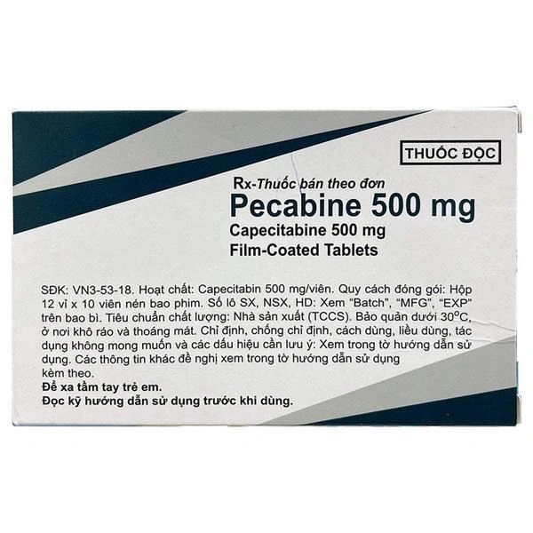 Pecabine 500mg chỉ định điều trị ung thư đại trực tràng di căn