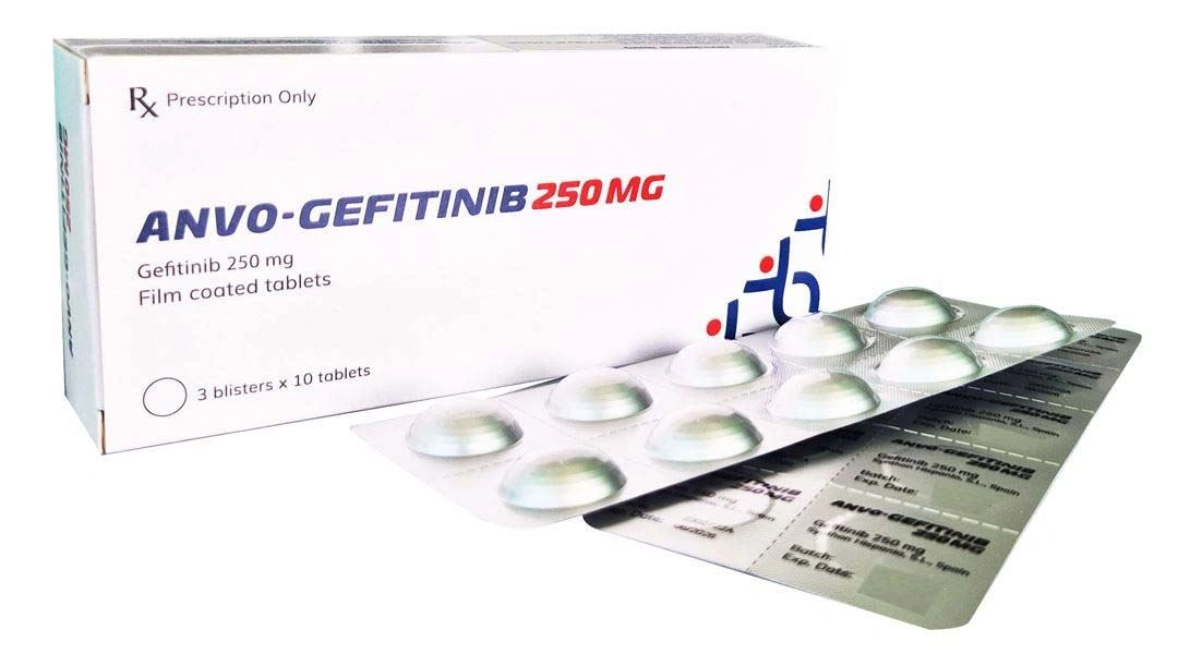 Anvo-Gefitinib 250mg chỉ định điều trị ung thư phổi không tế bào nhỏ (3 vỉ x 10 viên) - 