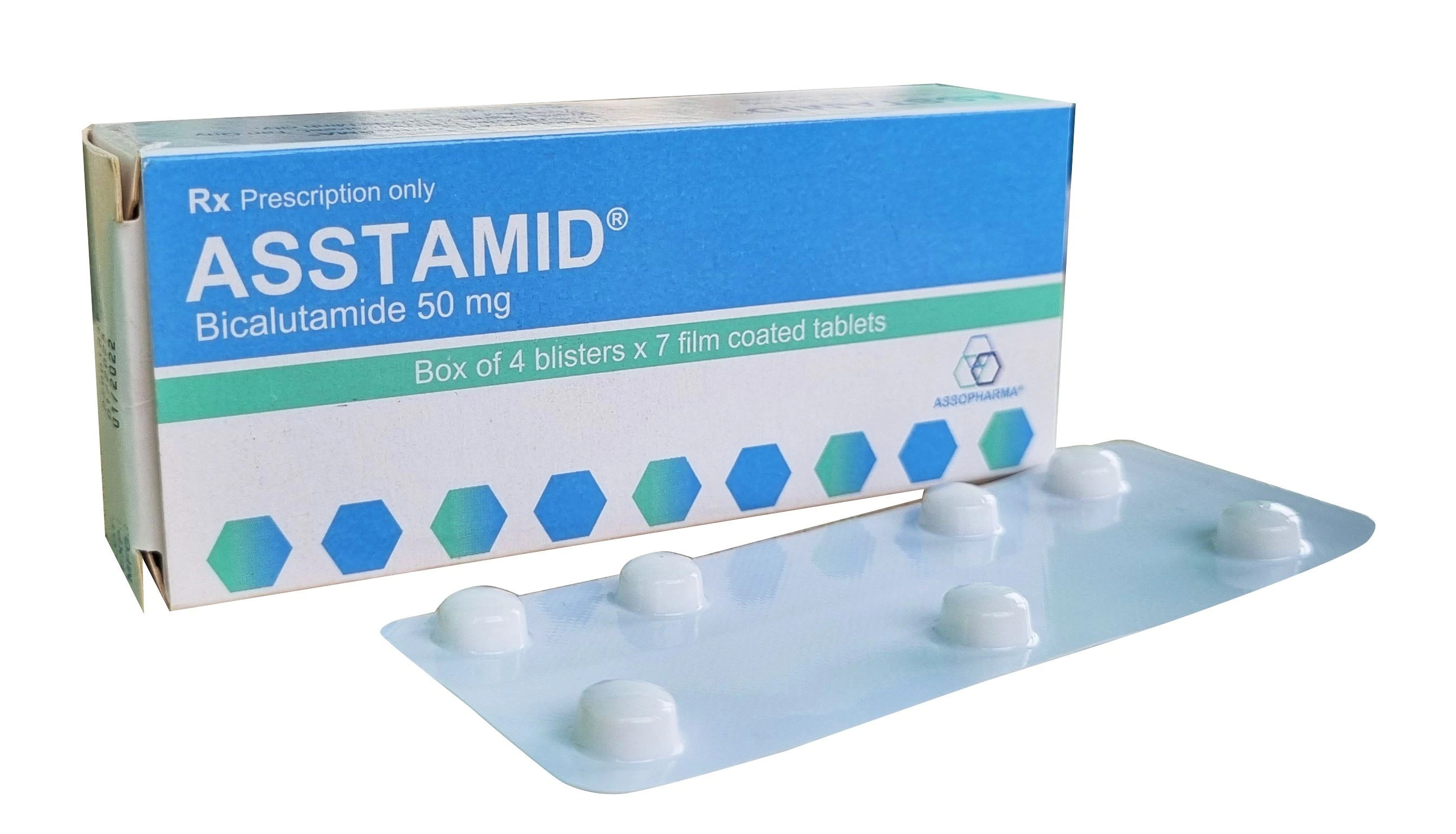 Asstamid 50mg điều trị ung thư tuyến tiền liệt tiến triển (4 vỉ x 7 viên) - 