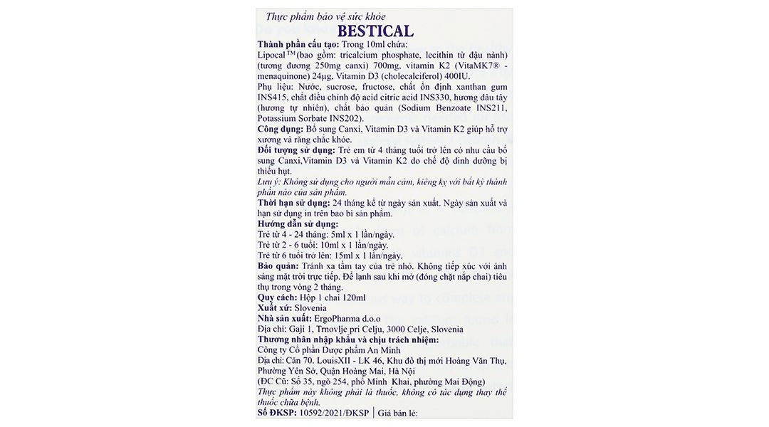 Bestical bổ sung canxi; hỗ trợ xương, răng chắc khỏe chai 120 ml - 7