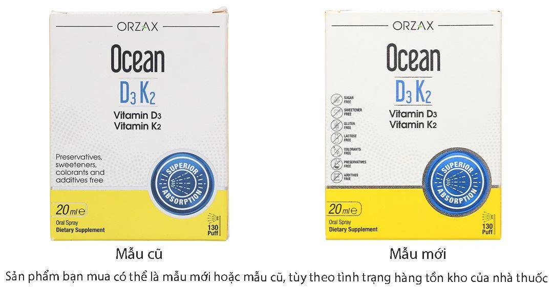 Ocean D3K2 hỗ trợ tăng cường hấp thu canxi chai 20ml - 