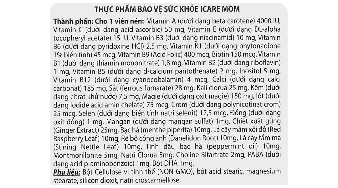 Thực phẩm bảo vệ sức khỏe Icare Mom hộp 30 viên - 6