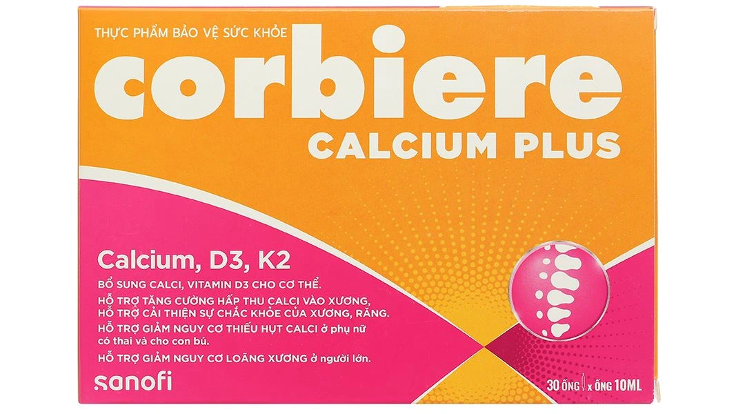 Corbiere Calcium Plus hỗ trợ tăng cường hấp thu canxi, giúp xương chắc khỏe hộp 30 ống x 10ml - 1