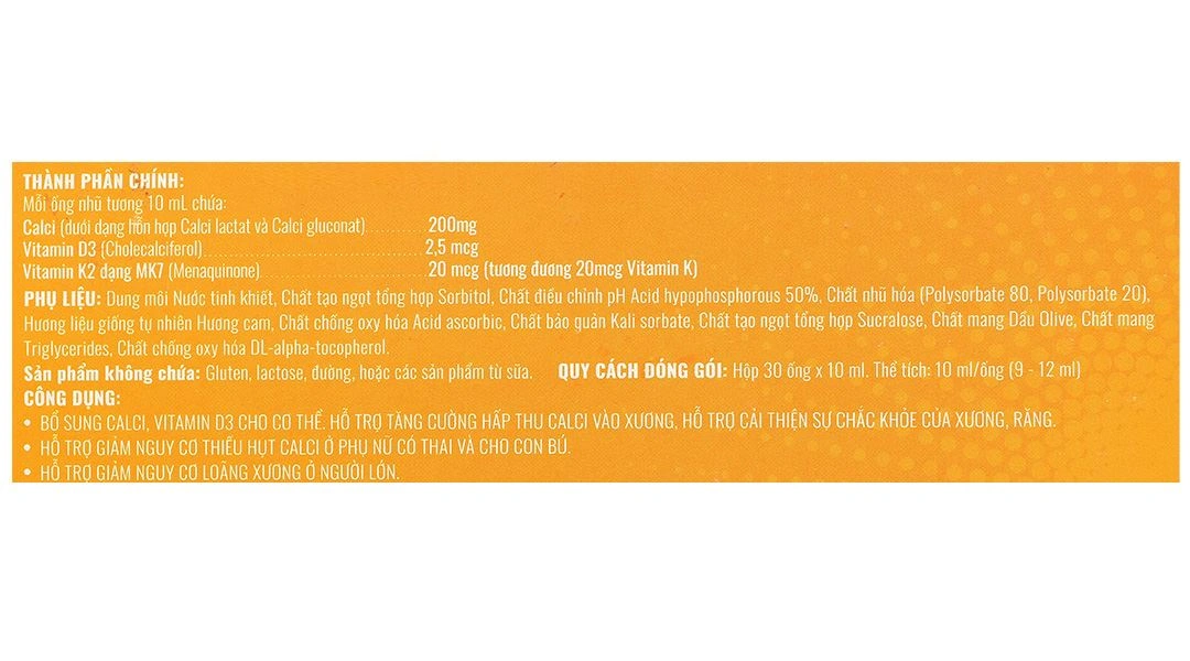 Corbiere Calcium Plus hỗ trợ tăng cường hấp thu canxi, giúp xương chắc khỏe hộp 30 ống x 10ml - 7