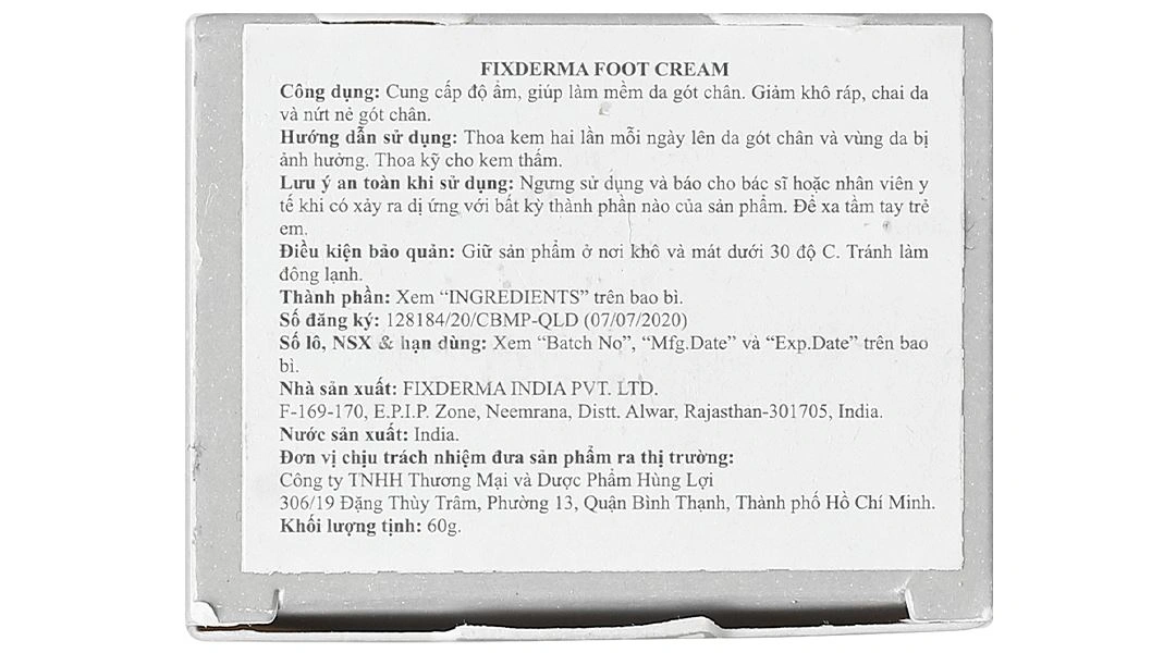 Kem dưỡng Fixderma Foot cấp ẩm làm mềm da gót chân tuýp 60g - 6