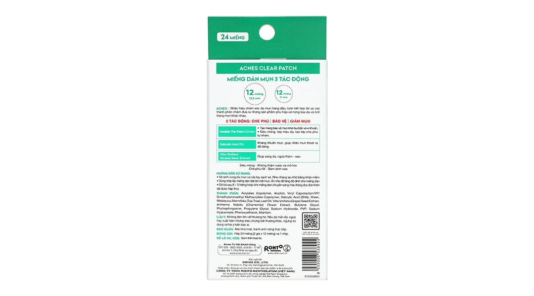 Miếng dán mụn Acnes Clear Patch giúp kháng khuẩn, sạch mụn hộp 24 miếng - 3