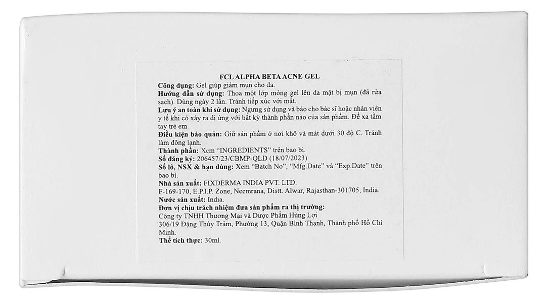 Gel Fixderma FCL Alpha Beta Acne giảm mụn, kiểm soát bã nhờn chai 30ml - 6