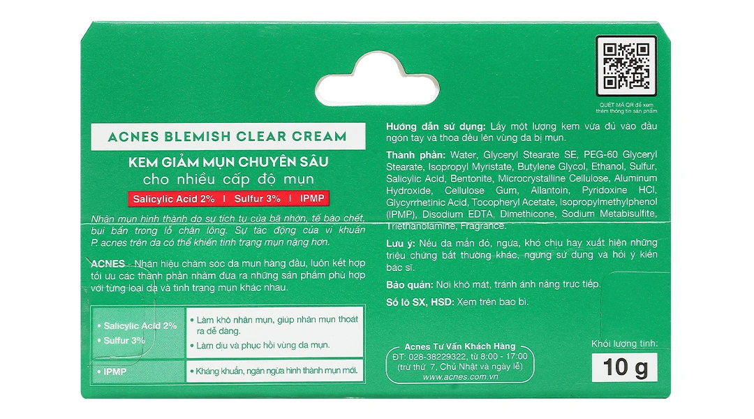 Kem Acnes Blemish Clear kháng khuẩn, giảm mụn sưng đỏ tuýp 10g - 2