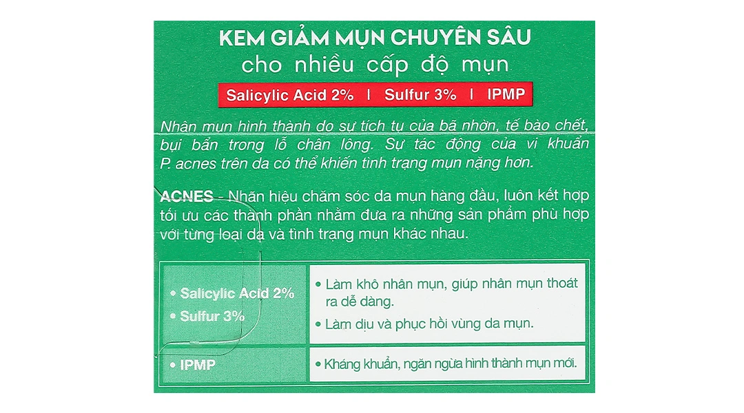 Kem Acnes Blemish Clear kháng khuẩn, giảm mụn sưng đỏ tuýp 10g - 7