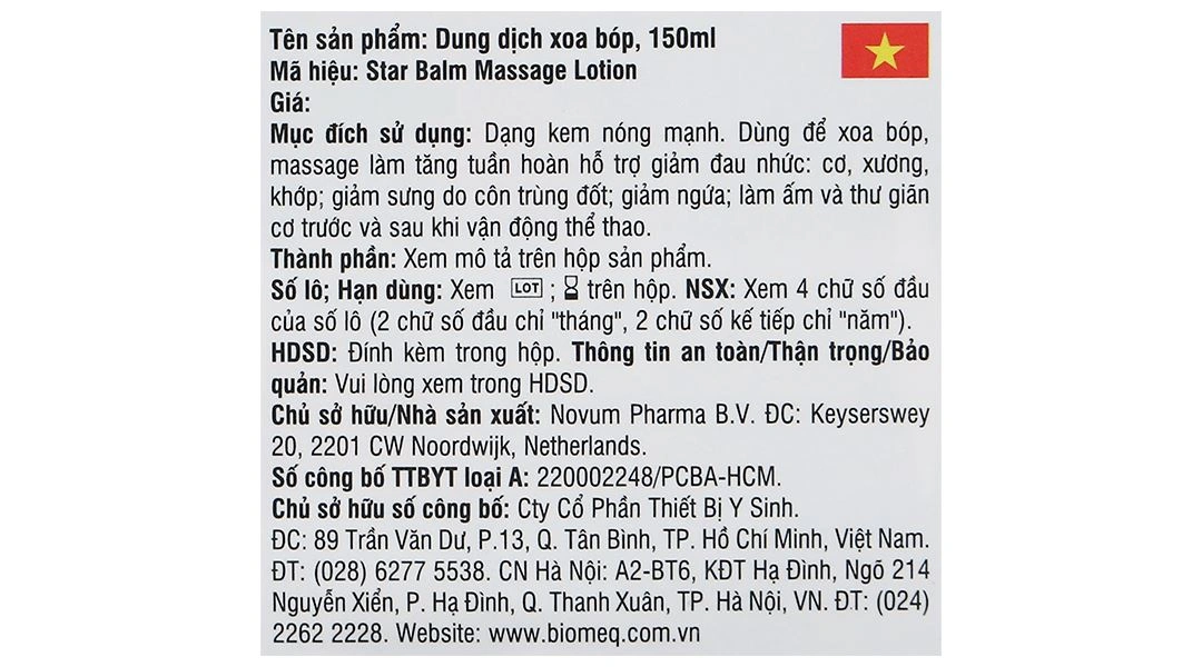 Kem xoa bóp Starbalm Massage Lotion hỗ trợ giảm đau nhức cơ, xương chai 150ml - 8