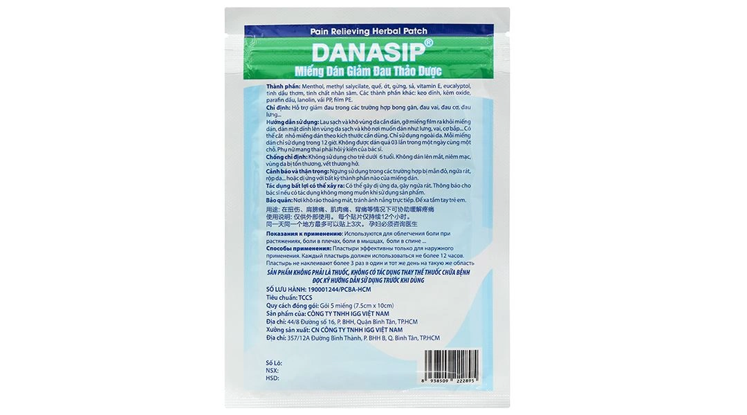 Miếng dán giảm đau thảo dược Danasip - 7
