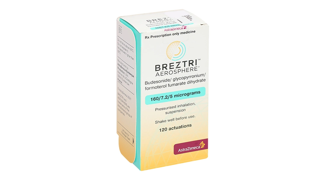 Thuốc xịt Breztri Aerosphere 160/7.2/5mcg điều trị bệnh phổi tắc nghẽn mạn tính chai 120 liều - 