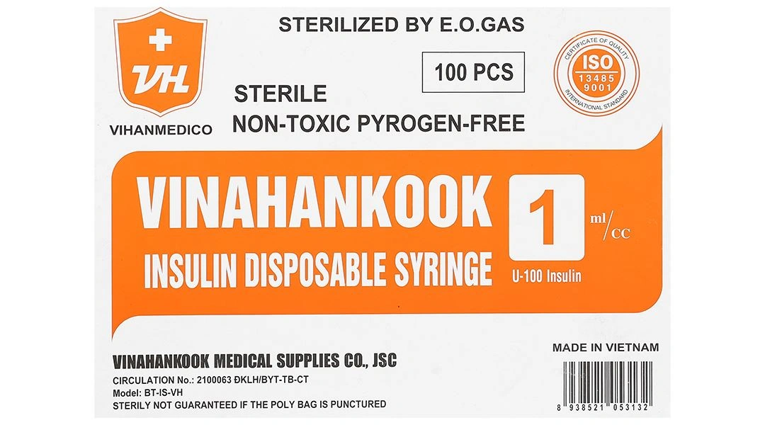 Bơm tiêm Insulin sử dụng một lần Vinahankook 1ml/cc 30G x 1/2’’ - 6
