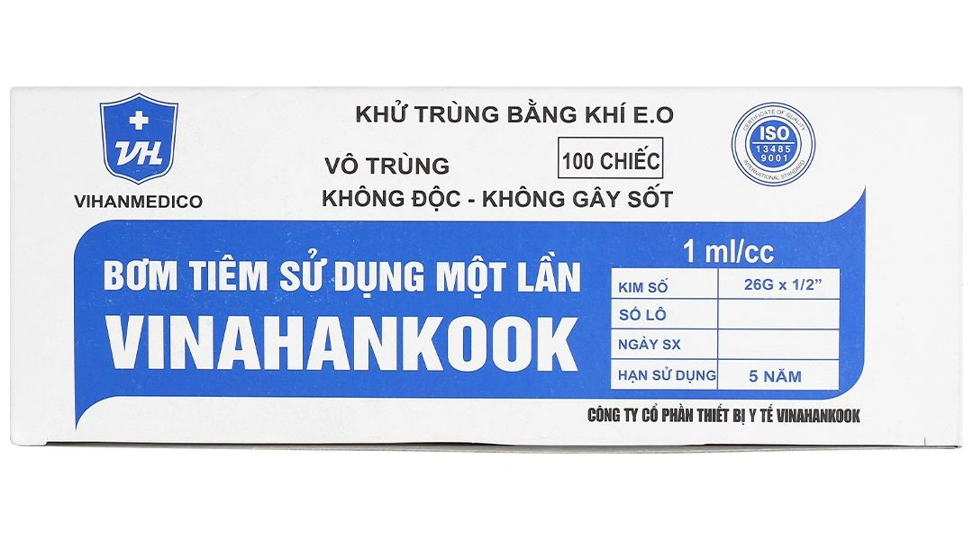 Bơm tiêm sử dụng một lần Vinahankook 1ml/cc 26G x 1/2’’ - 5