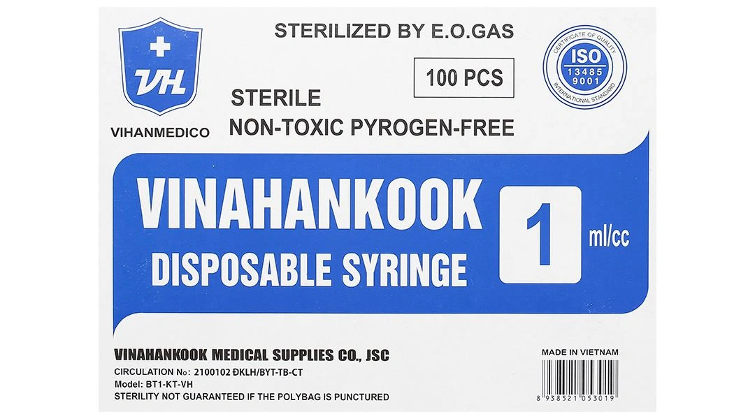 Bơm tiêm sử dụng một lần Vinahankook 1ml/cc 26G x 1/2’’ - 6
