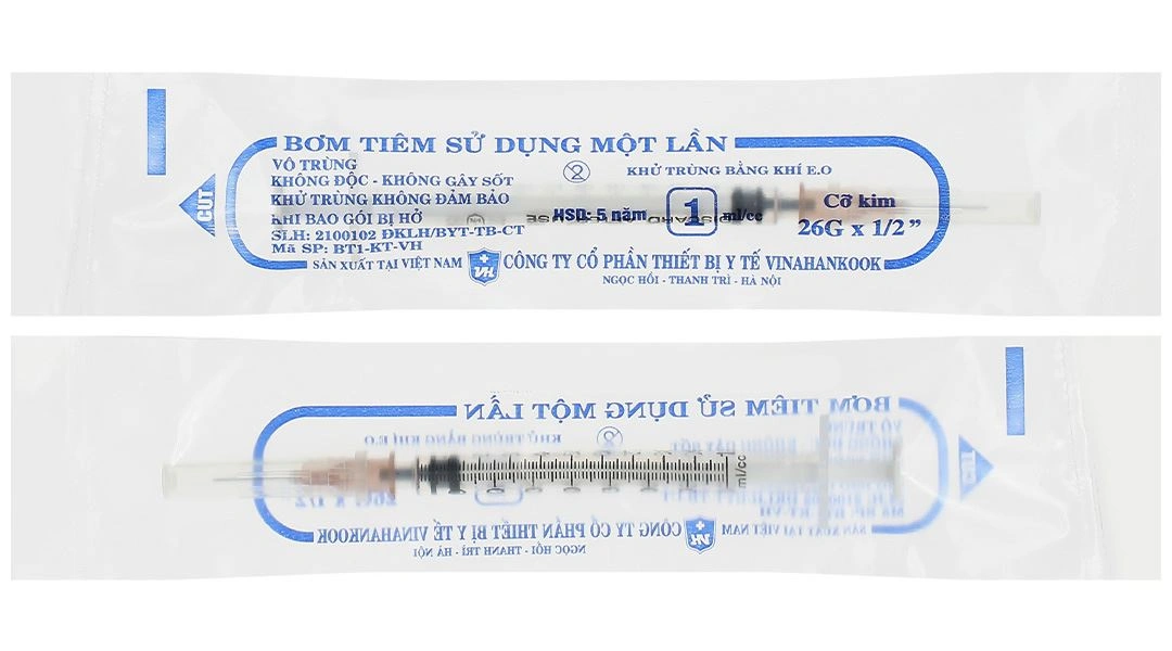 Bơm tiêm sử dụng một lần Vinahankook 1ml/cc 26G x 1/2’’ - 8