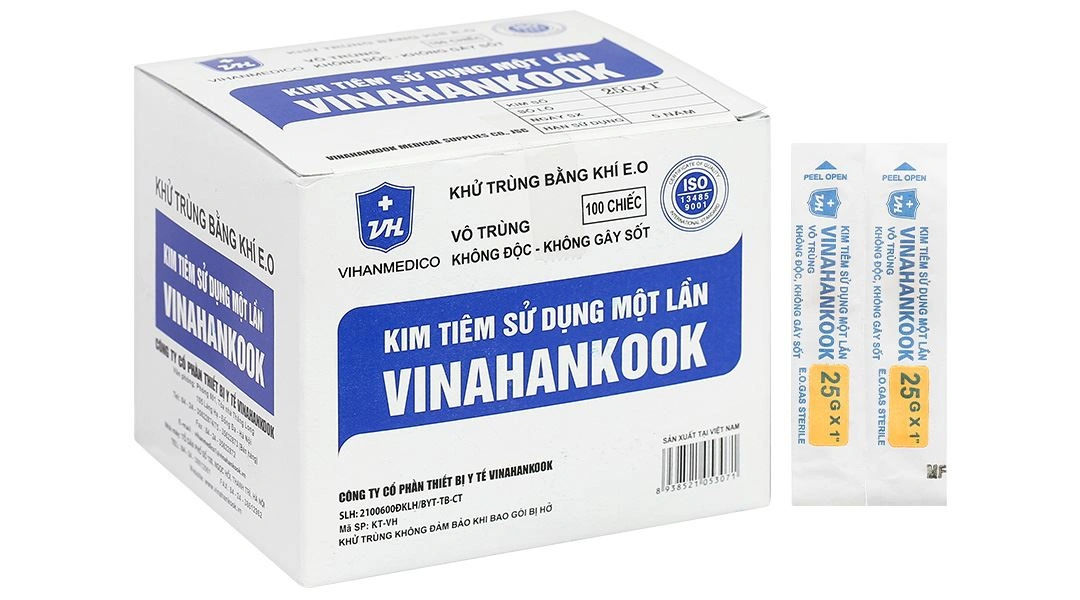 Đầu kim tiêm sử dụng một lần Vinahankook 25G x 1’’ - 