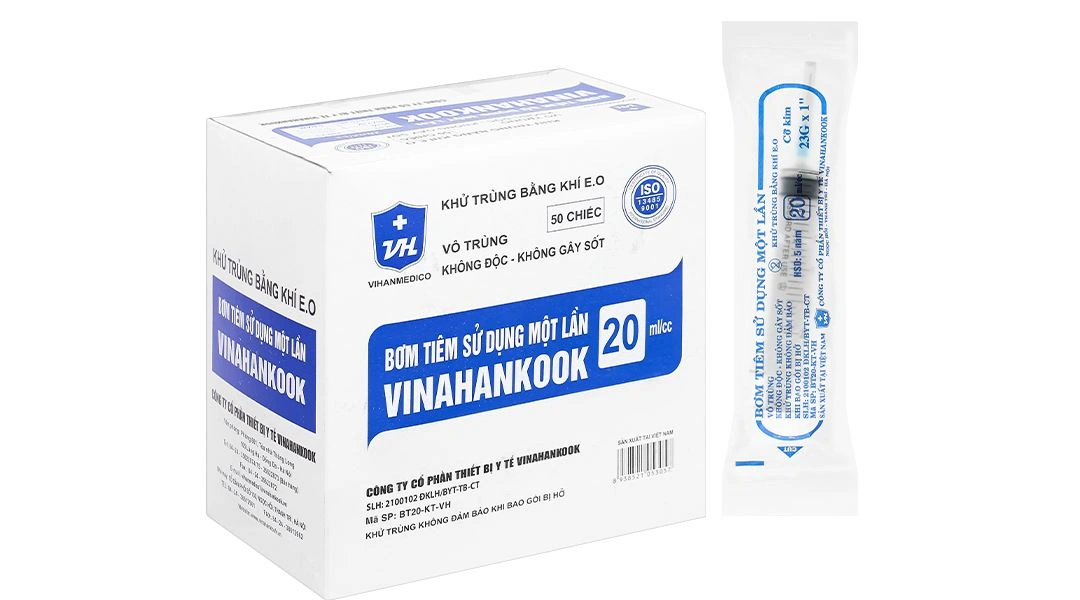 Bơm tiêm sử dụng một lần Vinahankook 20ml/cc 23G x 1'' - 